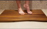 Aquatica Onde Waterproof Iroko Wood Bath Shower Floor Mat 90 0